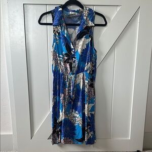 Floral Blue Sleeveless Dress